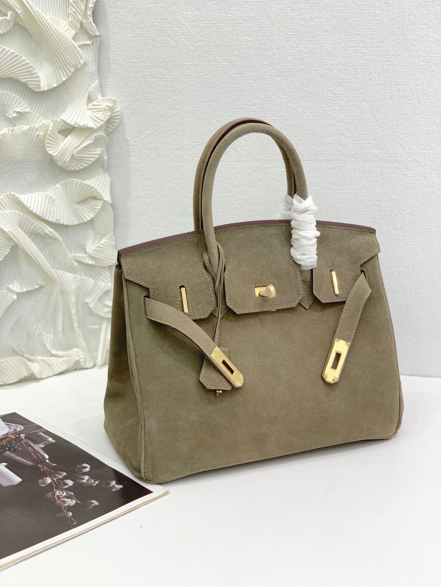 Und Platin Tasche Limited Edition Matte Leder Casual Leder Handheld frauen Tasche Mode H Tasche Mode frauen Tasche 30x16x23cm khaki