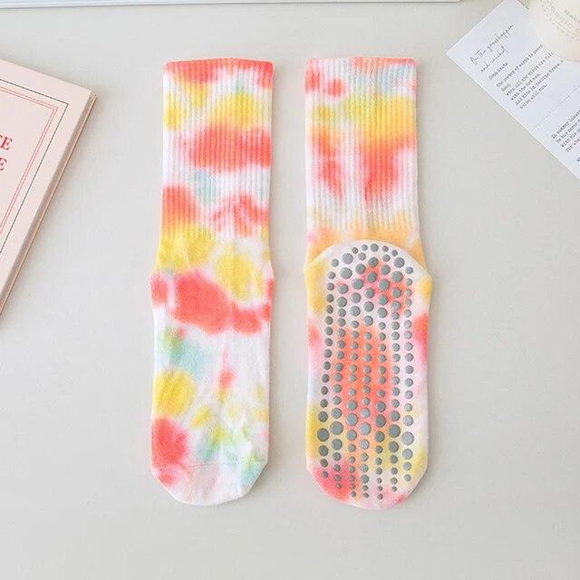 1 paar Sport Yoga Socken Anti Slip Pilates Frauen Weibliche Pilates Yoga Yoga Socken Tie Dye Grip Socken One size