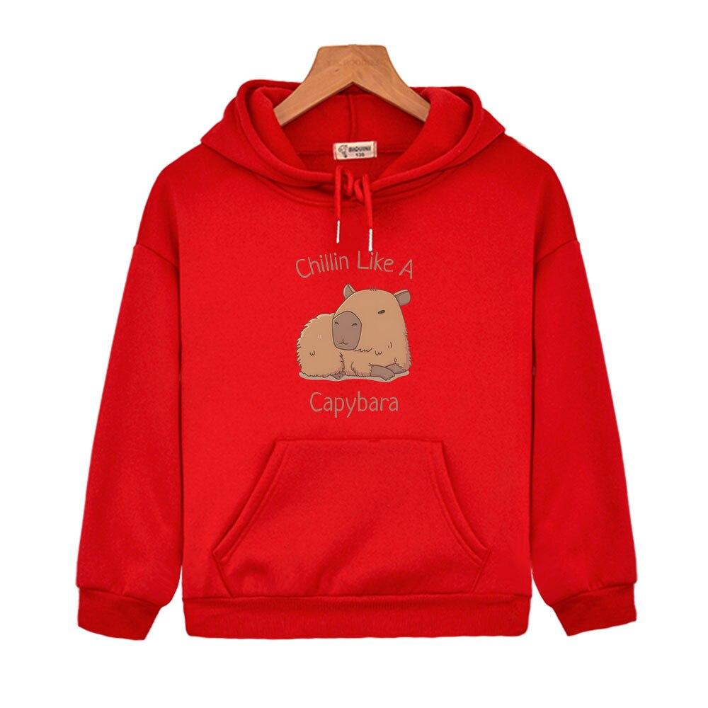 Capybara Hoodies Chilin Like A Sweatshirts Kinder Langarm Tops Kinder Pullover Mädchen Kleidung Y2k Kleidung Baby Jungen Kleidung 160 rot