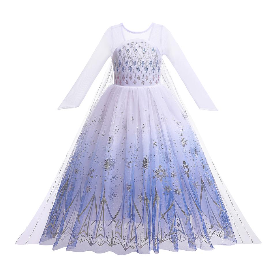 Kinder Prinzessin Cosplay Kostüm Mädchen Schneekönigin Kleid Halloween Karneval Kleidung Niedliches Cosplay Abendparty Kleidung für 2-10 Jahre 5-6T(130) white