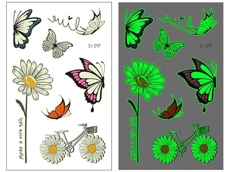 Schmetterling Leuchtende Tattoo Aufkleber Wasserdicht Fee Kinder Tattoo Aufkleber Spaß Glowing In The Night Party für Kinder Gesicht Arm Neu 120*75mm