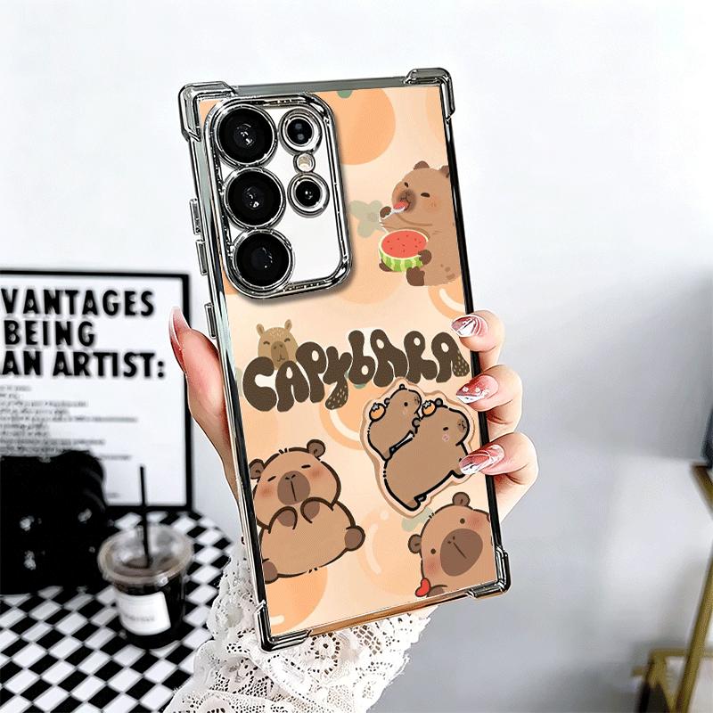 Lustiges Capybara Cartoon Niedliche Galvanisierte Handyhülle Für Samsung Galaxy S24 S25 FE S26 Edge S23 Ultra S22 S21 Plus S20 Anti-Fall Airab Samsung S26 Edge