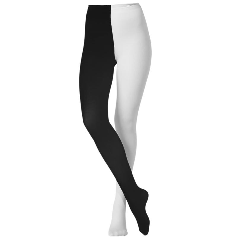 Damen Zwei-Farben Dopamin Farbe Strumpfhose Split Farbe Strumpfhose Asymmetrische Strumpfhose Duo Strumpfhose Zweifarbig Strumpfhose Damen 2 Farben Max 170cm 65kg white