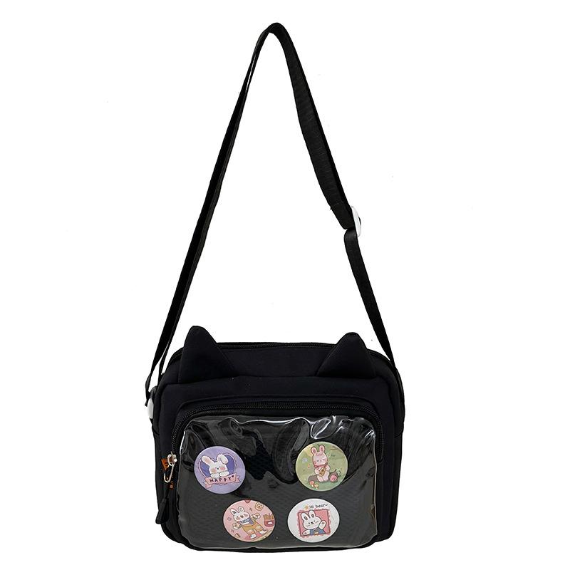 Japanische Transparente Schmerztasche 2D Macaron Farbe Kleine Lebensmittel Transparente Umhängetasche Mode Trendiges Abzeichen Crossbody-Tasche single pack black