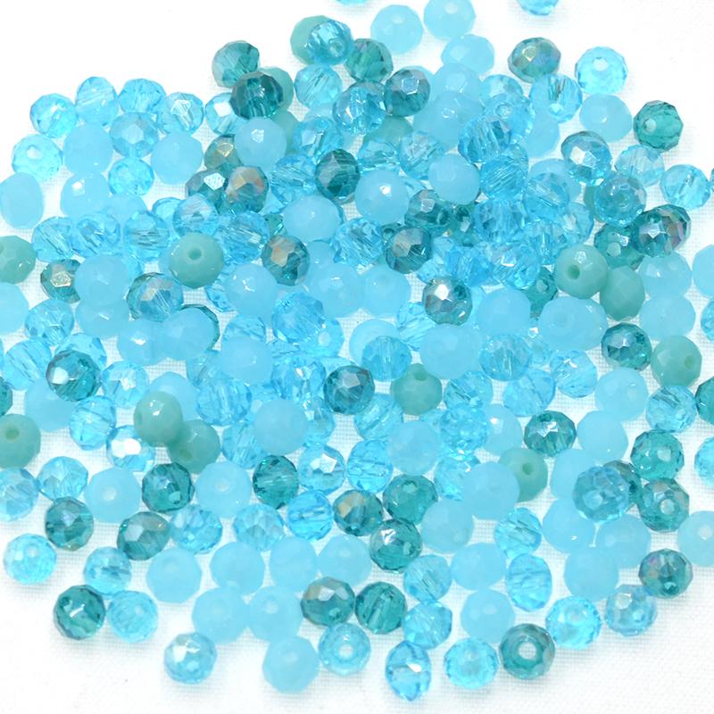 Himmelblau Mehrfarbig 145/50 Stück Rondelle Österreich Facettierte Kristallquarz Charms Perlen Lose Spacer Perlen für DIY Schmuckherstellung Dia 4mm 145PCS blau