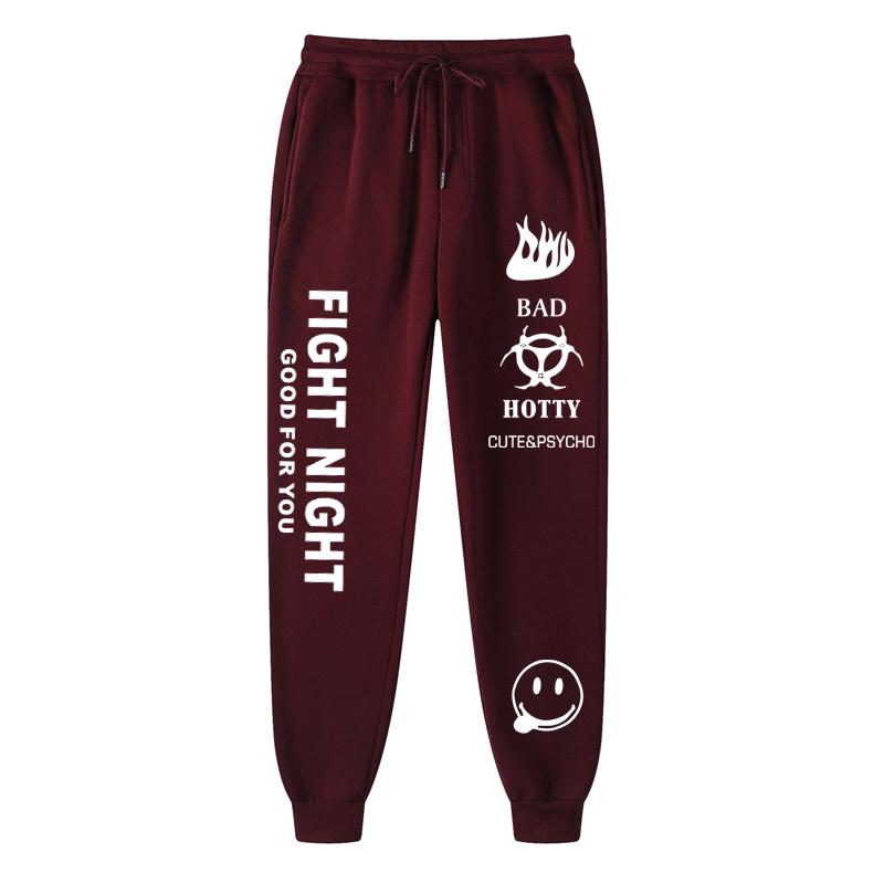 2022 herbst winter Brief Drucken Jogginghose Baggy Hosen Frauen Jogger Harajuku Bleistift Hose Hosen Mittleren taille Schweiß Hosen M wein rot