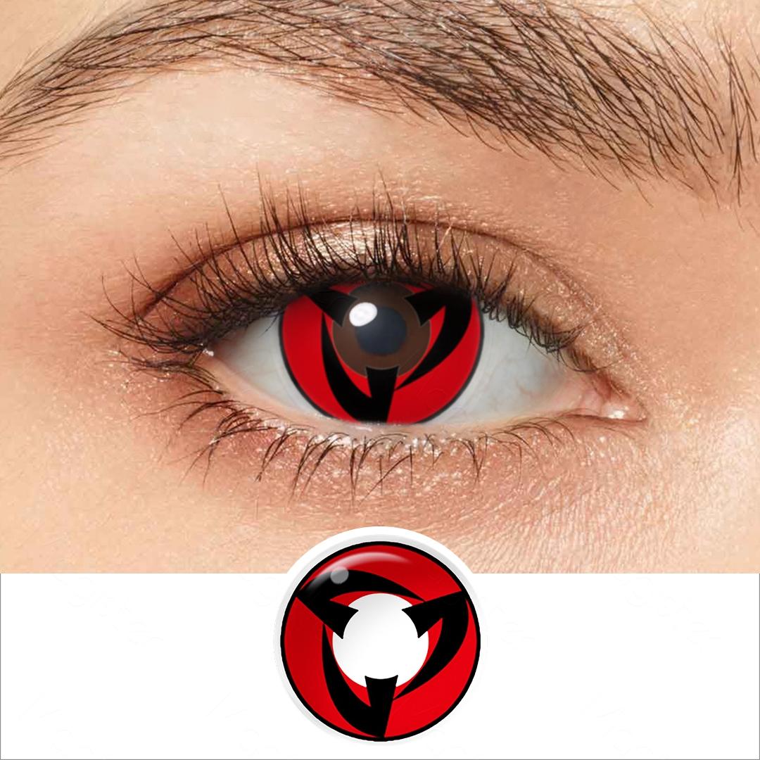 Sharingan Eye Halloween Kontaktlinsen 1 Paar jährliche rote Cosplay Kontaktlinsen weiße Blindaugenlinsen Augenkontakte für Anime-Zubehör kakashi