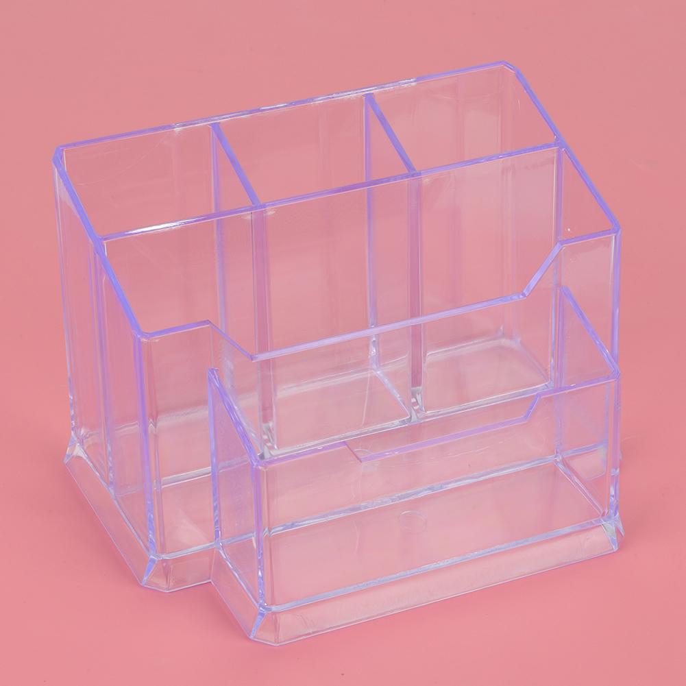 Beliebter transparenter Multifunktions-Stiftehalter für Bürobedarf mit Kartenbox in transparentem Weiß