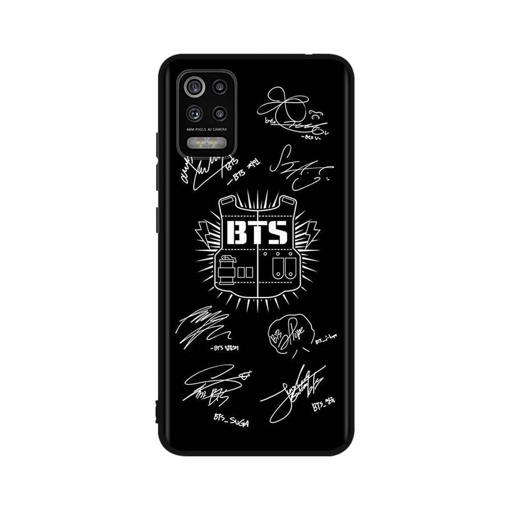 BT12 BTS Hülle für iPhone 16 15 Plus 14 13 12 11 Pro 8 7 6S 6 SE 5S X XR XS Max Realme C30 C33 C31 9I Huawei P30 Schwarze Weiche Hülle Huawei Y8P harlekin