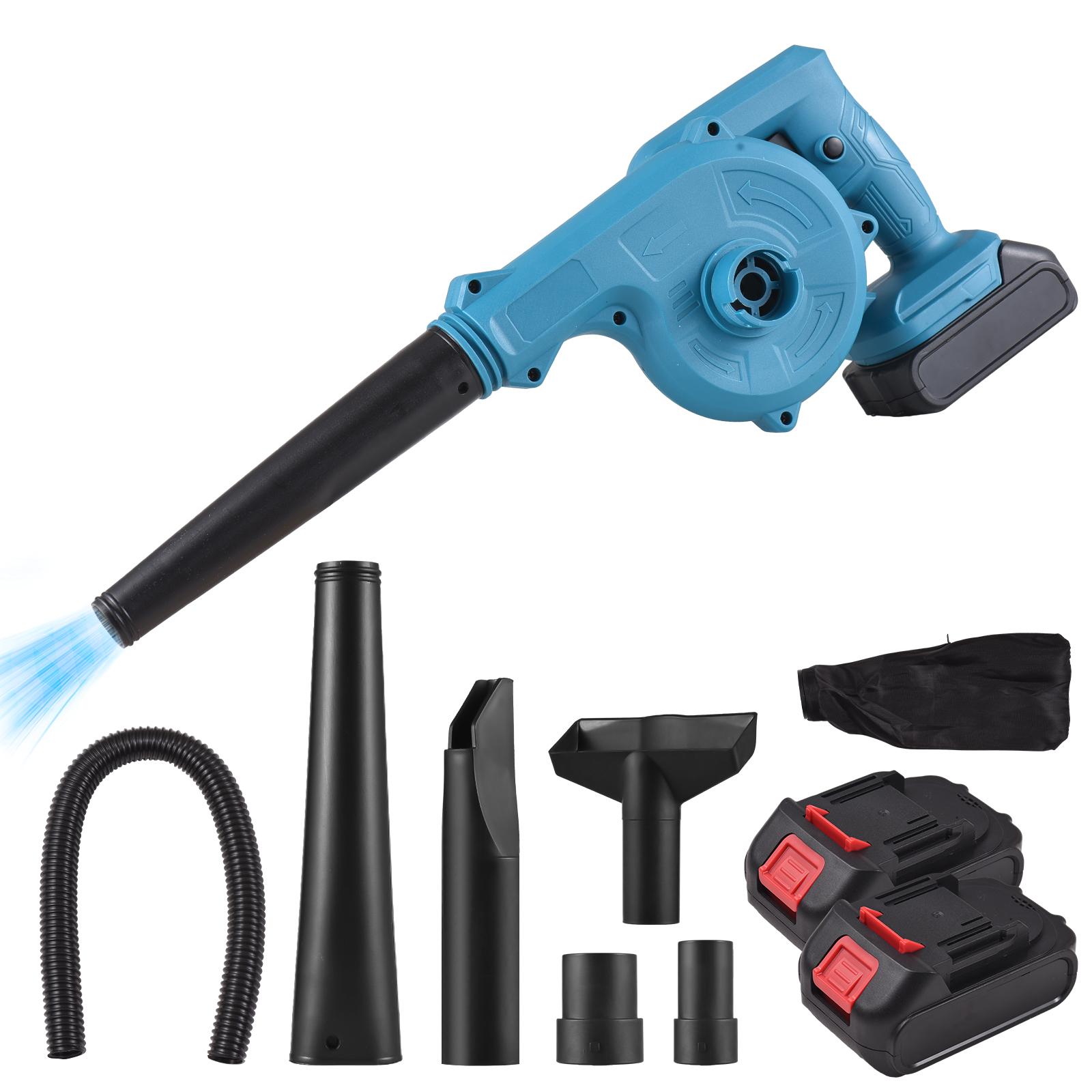 Akku-Laubbläser mit 2 Akkus 2-in-1 21V Akku-Laubbläser und Staubsauger 63MPH EU Plug 1500mAh 2 Battery blau