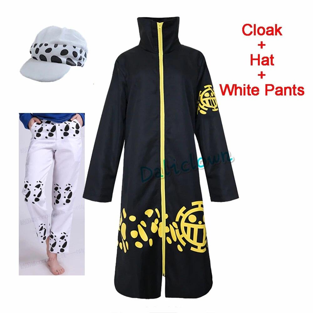 Anime OnePiece Trafalgar Law Nach 2 Jahren Cosplay Kostüm Frauen Männer Jacke Mantel Mantel Hosen Hut Weihnachten Halloween Kostüm XXXL-(Costume+Wig)