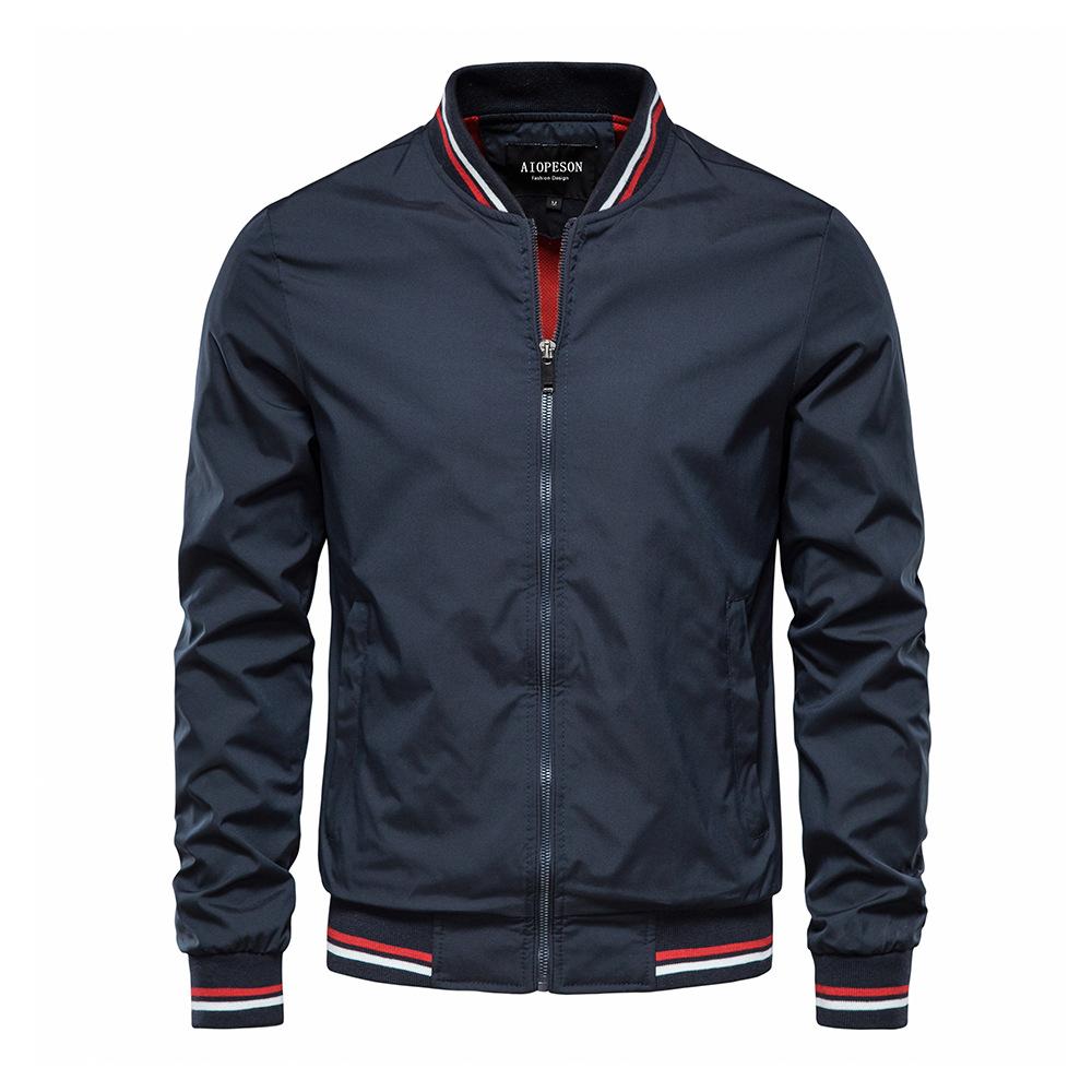 Jacke Trendig Herren Frühling und Herbst Neue Kollektion Europäisch und Amerikanisch Lässiger Mantel Mode Trendiger Mantel Herren Oberteil XL navy blau