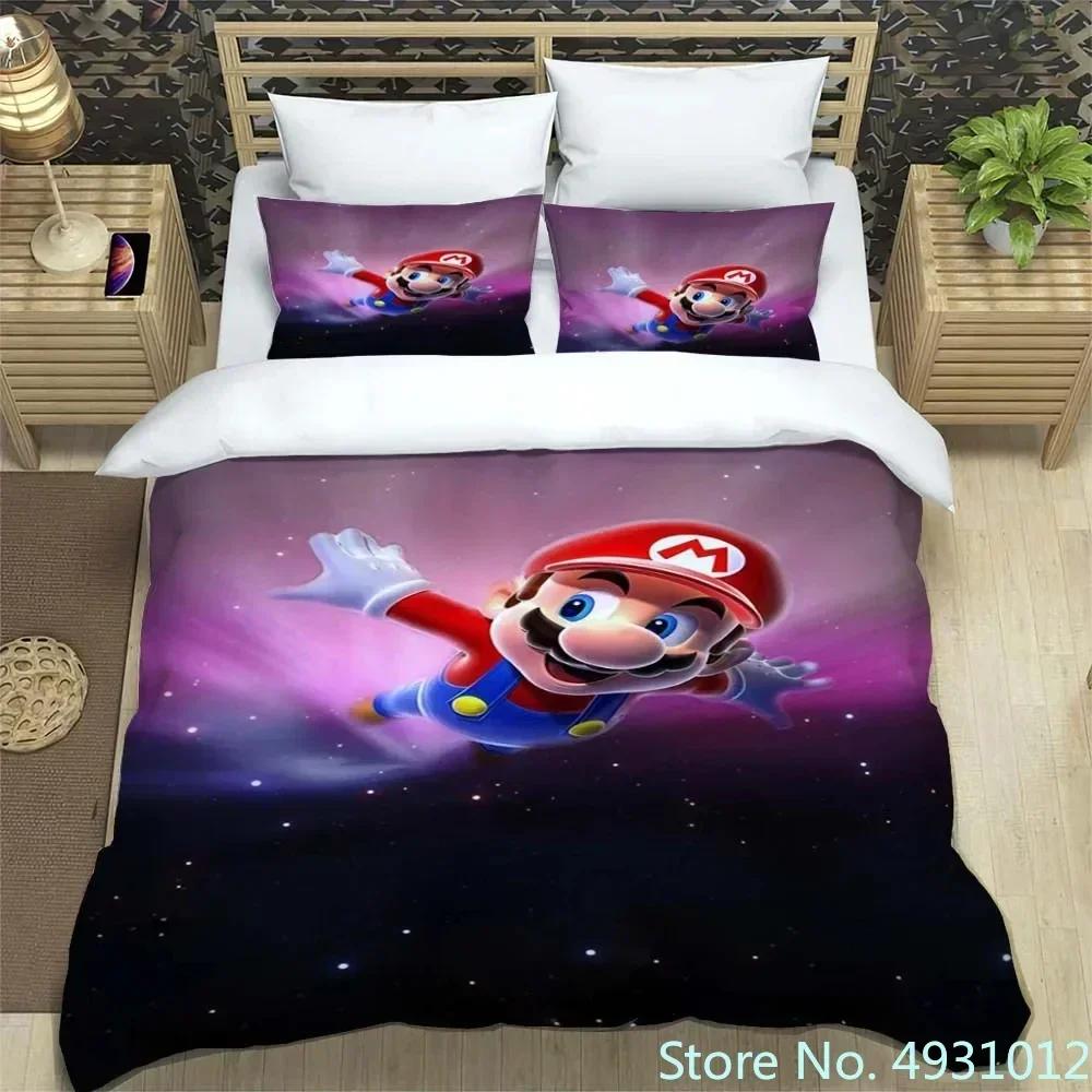 Gemütliches Baby-Bettwäsche-Set Mit Anime Super Mario Anime 3D Bettbezug Für Kind Kinder Jugendliche Erwachsene Heimtextilien Bettdeckenbezug EU Single(135*200cm)3pcs