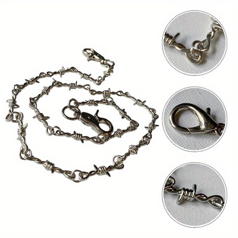 1 Stück Kettenhalskette Hose Taille Punk Kette Hose Herrenschmuck Stacheldraht Jeans Silberne Halskette Herren- und Damen-Halskette Hosenkette Körperkette 1pcs