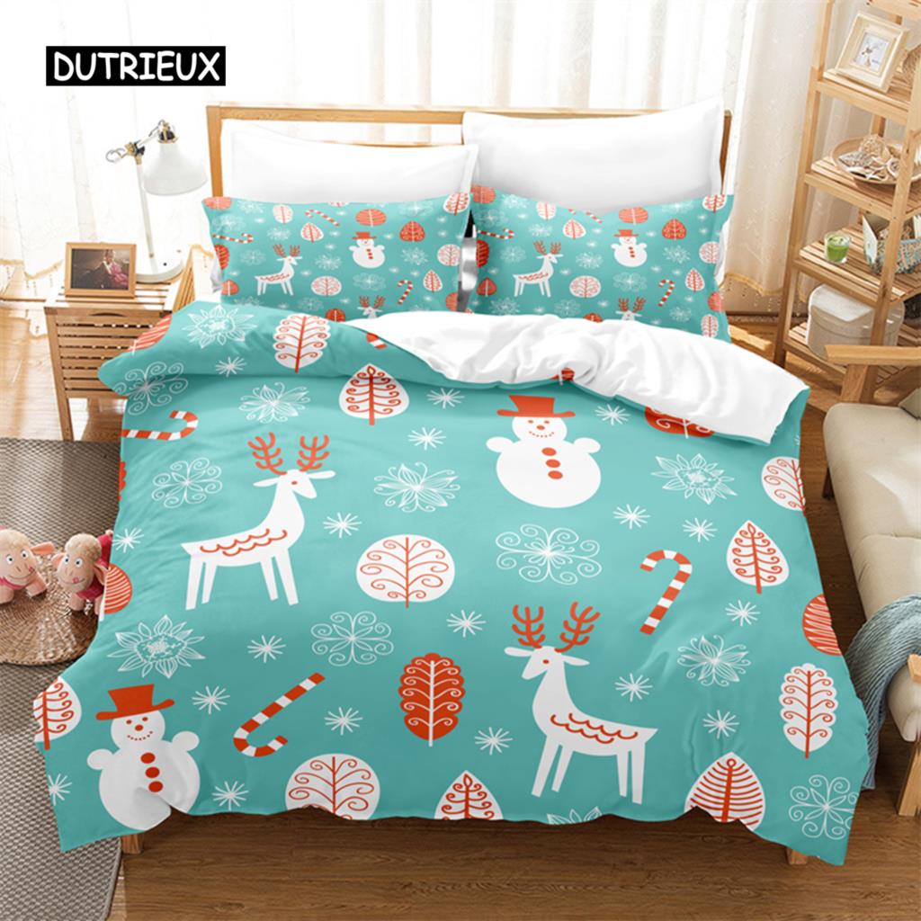 Frohe Weihnachten Bettwäsche-Set Bettbezug-Set 3D-Bettwäsche Digitaldruck Bettwäsche Queen-Size-Bettwäsche-Set Modisches Design EU single(135x200cm)