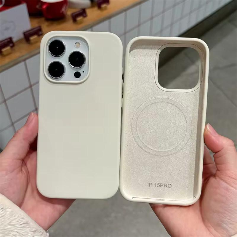 Flüssigsilikon Magnetisch für Magsafe Kabelloses Laden Handyhülle für iPhone 17 Air 16 Pro Max 15 Plus 14 13 Hülle iPhone 17 Air beige