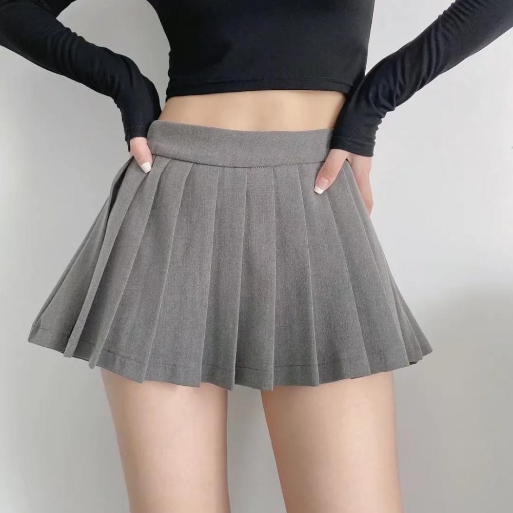 Frauen Sexy Falten Mini Rock Sommer Dünne Hohe Taille EINE Linie Rock Shorts Koreanische Weibliche Grundlegende Y2k Streetwear Weiß Schwarz S grau
