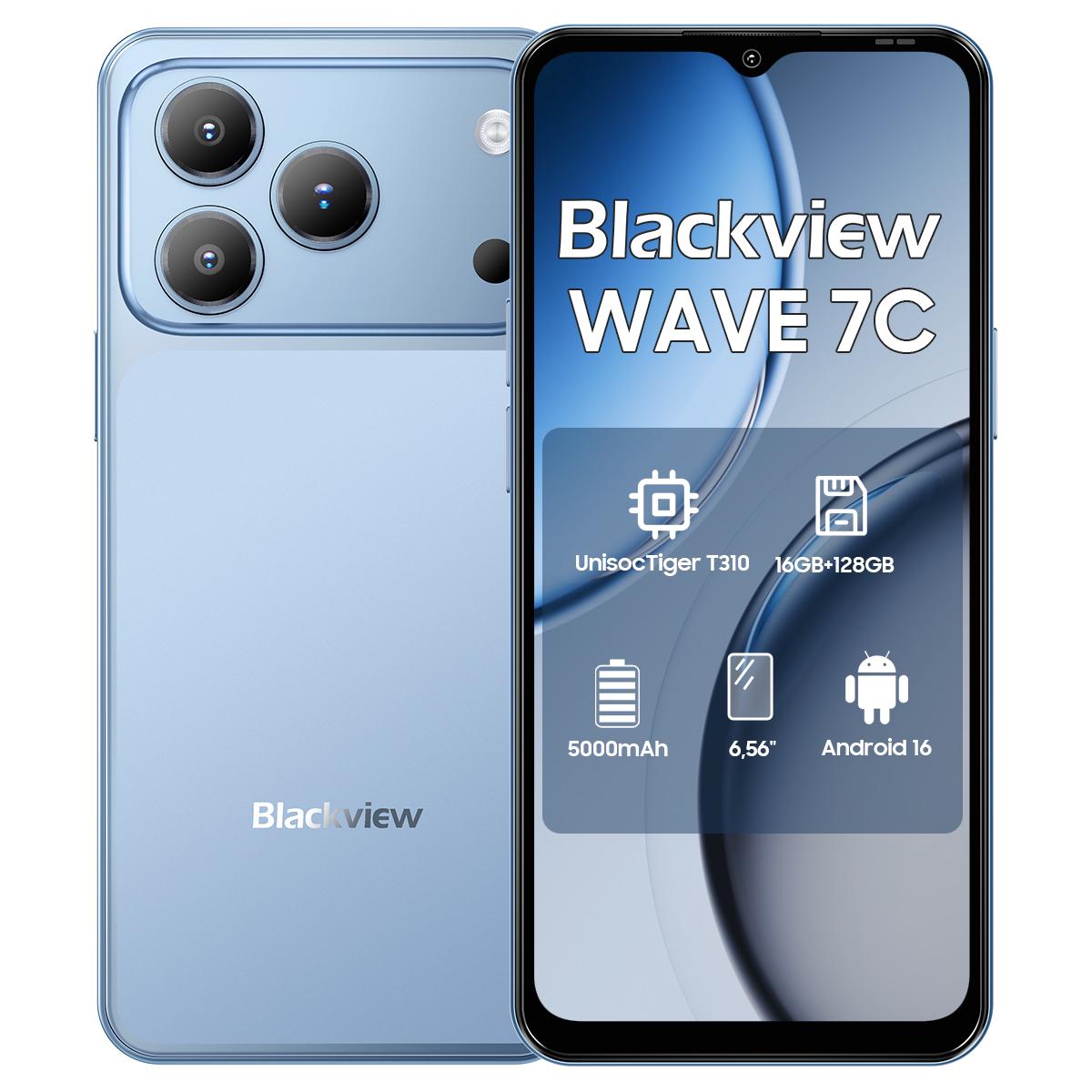 Blackview WAVE 7C 4G KI-Smartphone 16GB+128GB 6.56 Android 16 5000mAh Mobiltelefon 4+128 blau