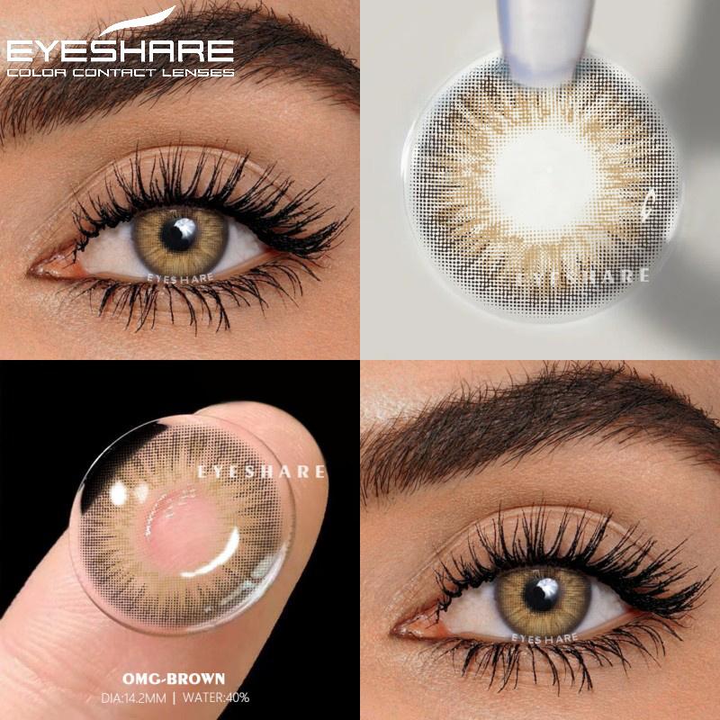 Farbige Kontaktlinsen, 2 Stück, farbige Kontaktlinsen für Augen, blaue, bunte Augen, schönes Make-up, graue Kontaktlinsen fürs Auge OMG-BROWN