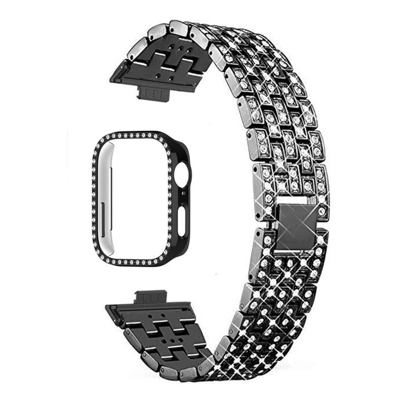 Diamantarmband+Hülle für huawei watch fit 4 Smartwatch-Armband für huawei watch Fit 4 Pro Armband für huawei watch Fit3 Metallarmband correa B-huawei watch Fit4 schwarz