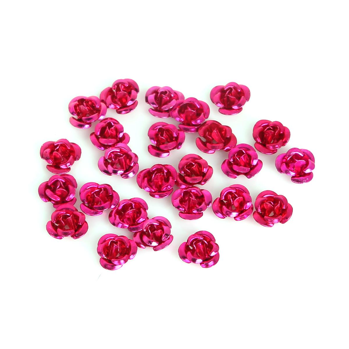 100 stücke Rose Kopf Aluminium Schmuck Produktion Hochzeit Party DIY Handwerk Dekoration Gemischte Farbe Perlen Hause Dekoration 6mm fuchsie