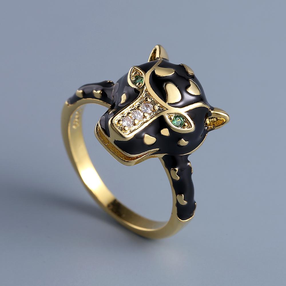Hochwertiger Persönlichkeits-Tier-Black-Panther-Ring, edler Schmuck, Zirkon-Ring, handgefertigter Emaille-Schmuckring für Männer, Cocktail-Party-Schmuck, Weihnachtsgeschenk 6 schwarz