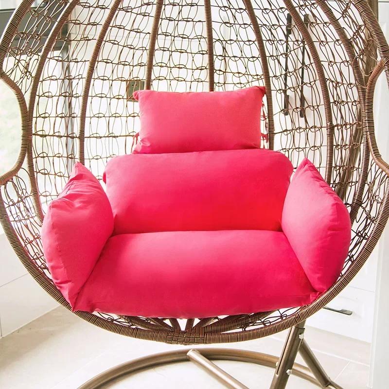 Hängesessel Hohe Qualität Rattan Eiersessel Gartenmöbel Hof Weiden Schaukelstuhl Kissen für Zuhause Terrasse Garten Liegestuhl 54X35cm rose rot