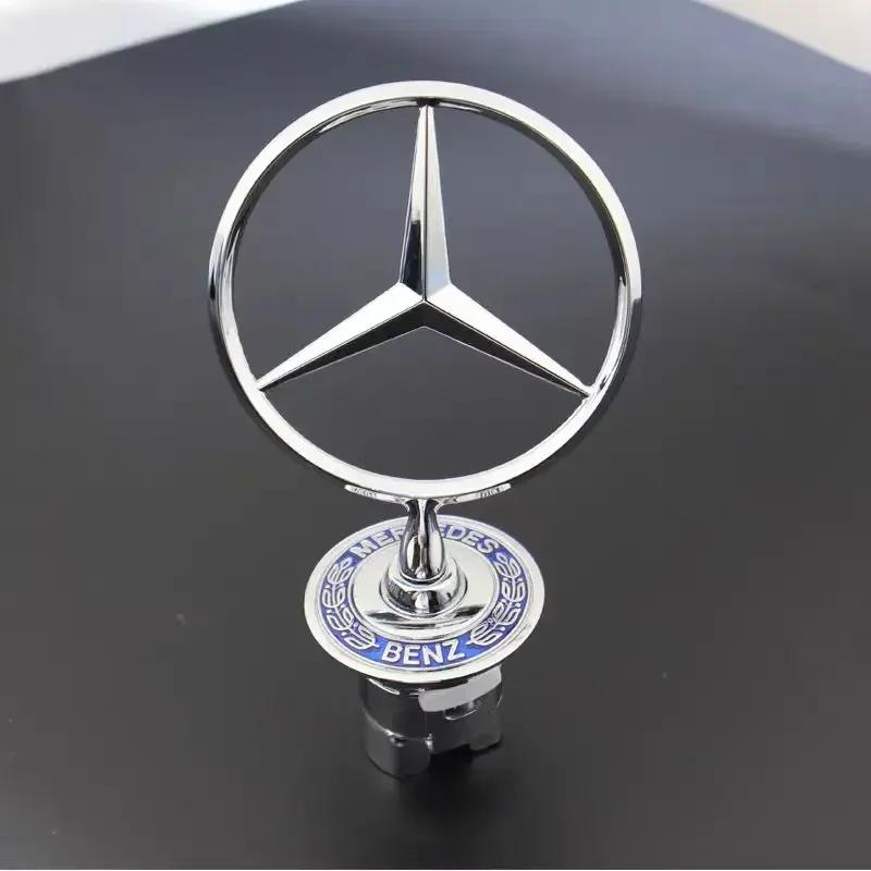 Autoaufkleber Für Mercedes Benz Stern Motorhaube - Emblem für Autohaube Vorne Chrom Logo Haubenmarkierung für Benz C E S Klasse W204 W205 W21