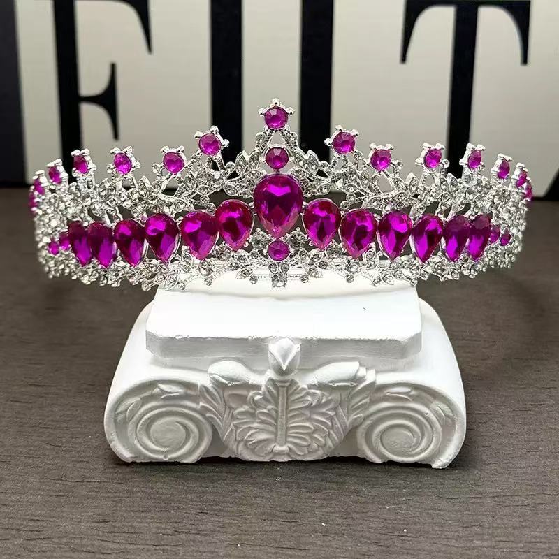 Neue Europäische und Amerikanische Legierung Farbige Hochzeitskleid und Abendkleid Kronen Festival Kristall Haaraccessoires für Bräute white