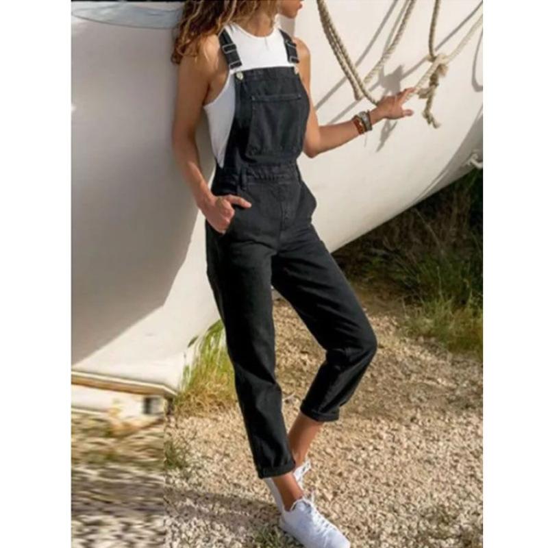 Damen Jeans Latzhose Locker Latzhose Jeans Kleidung Verkauf S schwarz