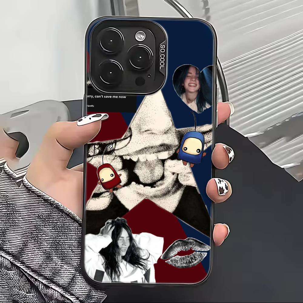 Musikerin Billie E-Eilish Handyhülle Für iPhone 17,16,15,14,13,12,11 Plus,Pro Max,XS,Bunte Silberne Handyhülle Funda Cover iPhone16
