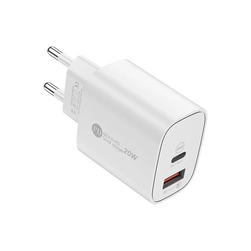 20W USB-Schnellladegerät PD Typ C Schnellladegerät für Telefone EU/US-Steckeradapter für iPhone Xiaomi Samsung Huawei USB C Wandladegerät EU Plug weiß