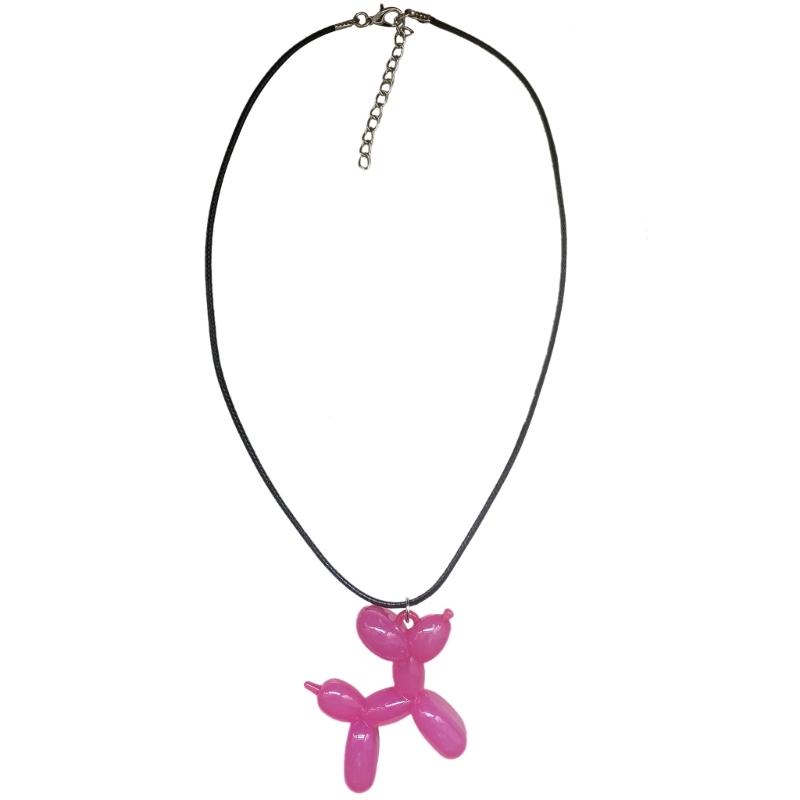 Ballonhund Anhänger Halskette 45+5cm Verstellbare Länge Choker Halsketten Schlüsselbein Kette Elegantes Charm Schlüsselbein Kette 1 rot