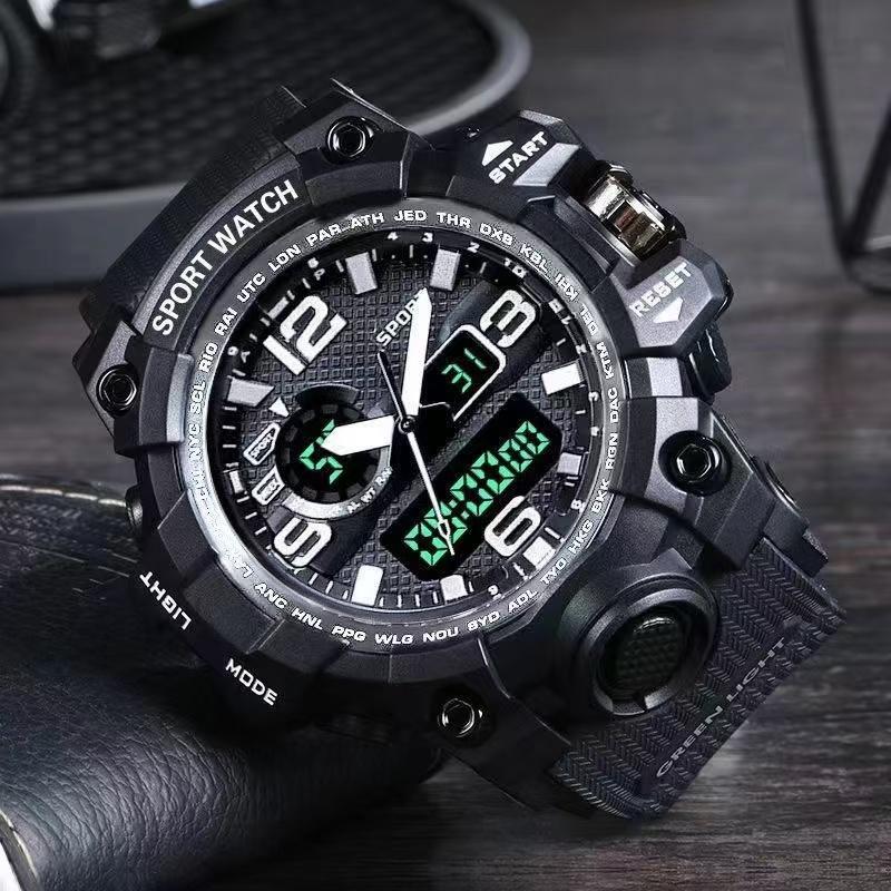 Neue Sport Relogio herren Uhr Wasserdicht Military herren Uhren Multifunktionale Mit Dual Display Leucht silber