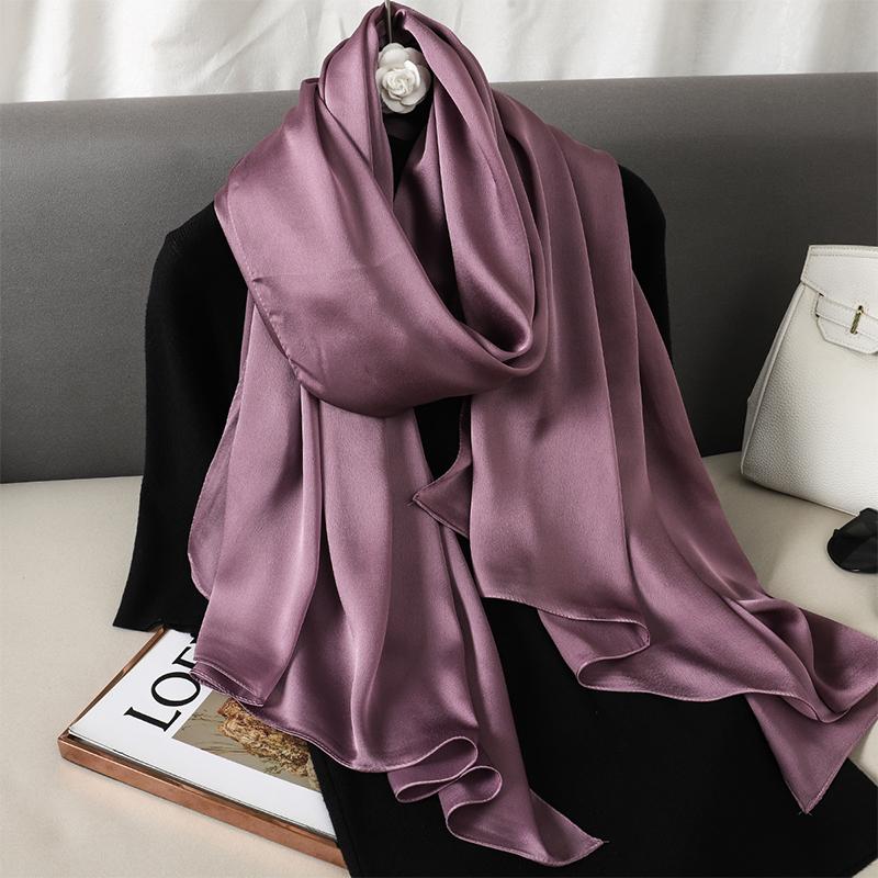 Luxus Gradienten Seide Schal Frauen Marke Solide Femme Schals Wraps Bandana Kopf Foulard Mode Dame Hijab Hochzeit Poncho 90x180cm
