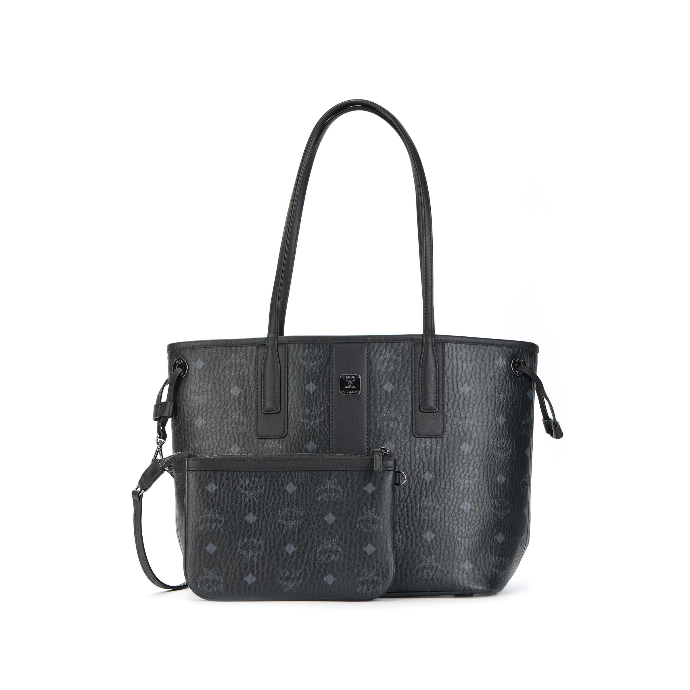 MCM Liz Neue Monogramm-Print Beschichtetes Canvas Und Leder Tragetasche Einkaufstasche Damen Tragetasche Schwarz MWPDSLR02BK001 Basic Set (Bag+Dust Bag)