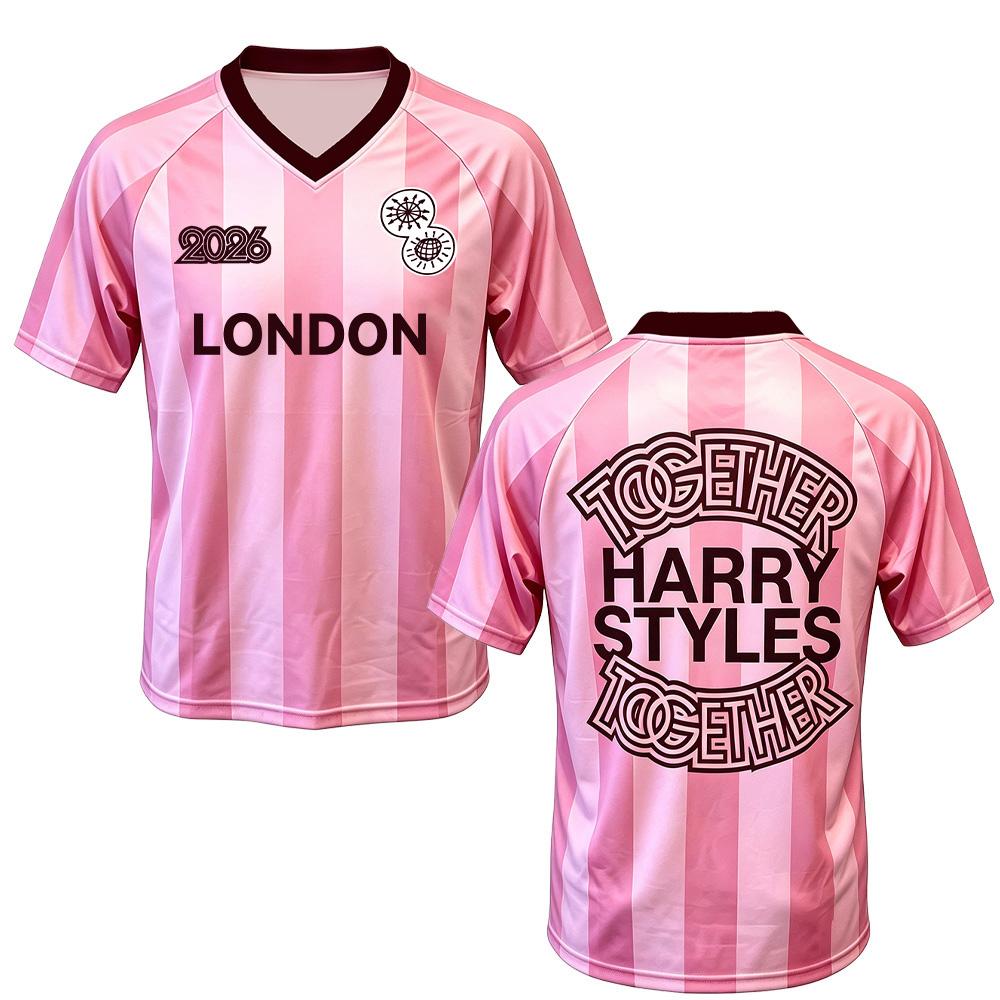 HarryStyles Together Tour Rosa Trikot T-Shirt 2026 Neue T-Shirts Sommer Mode V-Ausschnitt Atmungsaktives Mesh-Trikot Unisex XL