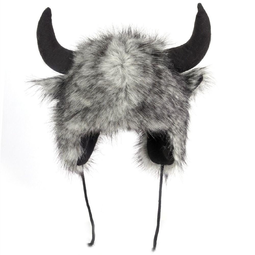 Dicke Bullhead-Plüschmütze, Unisex-Mütze mit Ohrenklappen, hochwertige Bison-Mütze graue