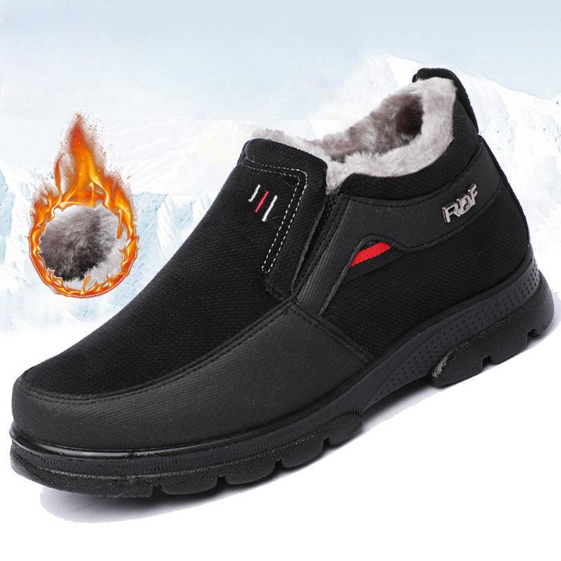 Winterschuhe Herren Casual Plus Size Baumwollstiefel Gepolsterte Herrenschuhe Große Größe 39-48 39 schwarz