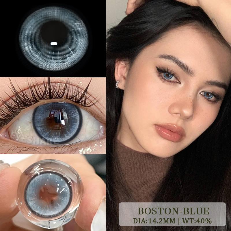 AMARA 2 Stück Farbige Pupillen für Augen Blaue Pupillen Grüne Hochwertige Farbige Kontaktlinsen Braune Natürliche Linse Graue Augenlinsen BOSTON-BLUE