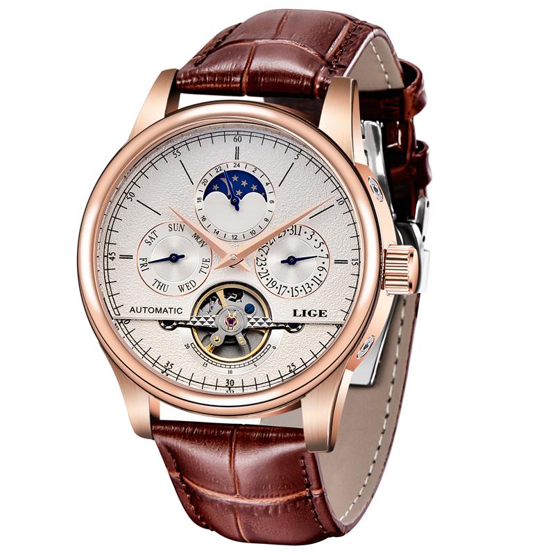 Herren Uhren Automatische Mechanische Uhr Tourbillon Uhr Echtes Leder Wasserdichte Uhr Herren Militärische Armbanduhr Mann