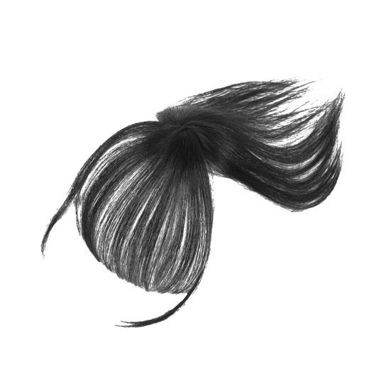 Clip-in-Pony für Damen, natürlicher, dünner französischer Pony, Hochtemperaturfaser-Stirnhaarverlängerung, schwarzbraun, gebogener Air-Pony, Fransenperücke, Haarteile schwarz