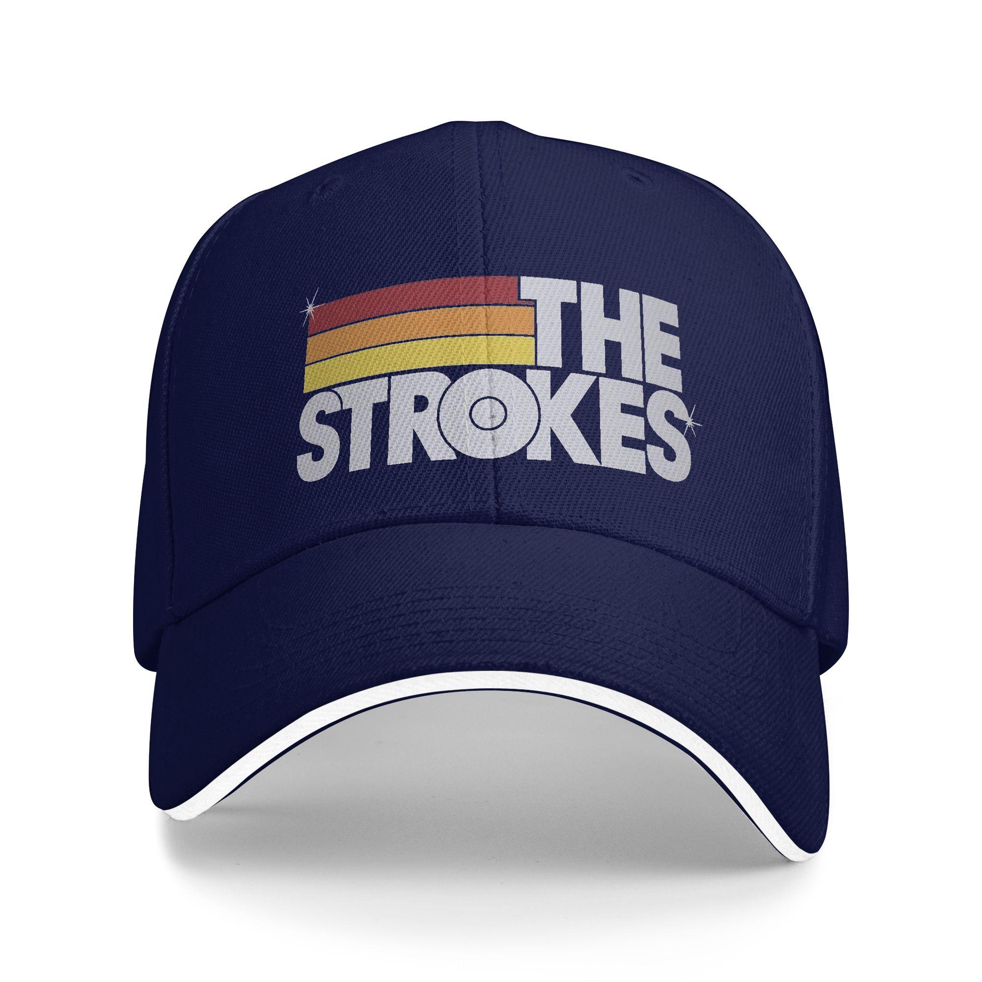 The Strokes Band Lässige Baseballkappe Frühling Trucker-Kappe Sonne Tennis Skate Snapback-Kappe Herren Erwachsene Y2K Coole Baseballkappen One Size blue