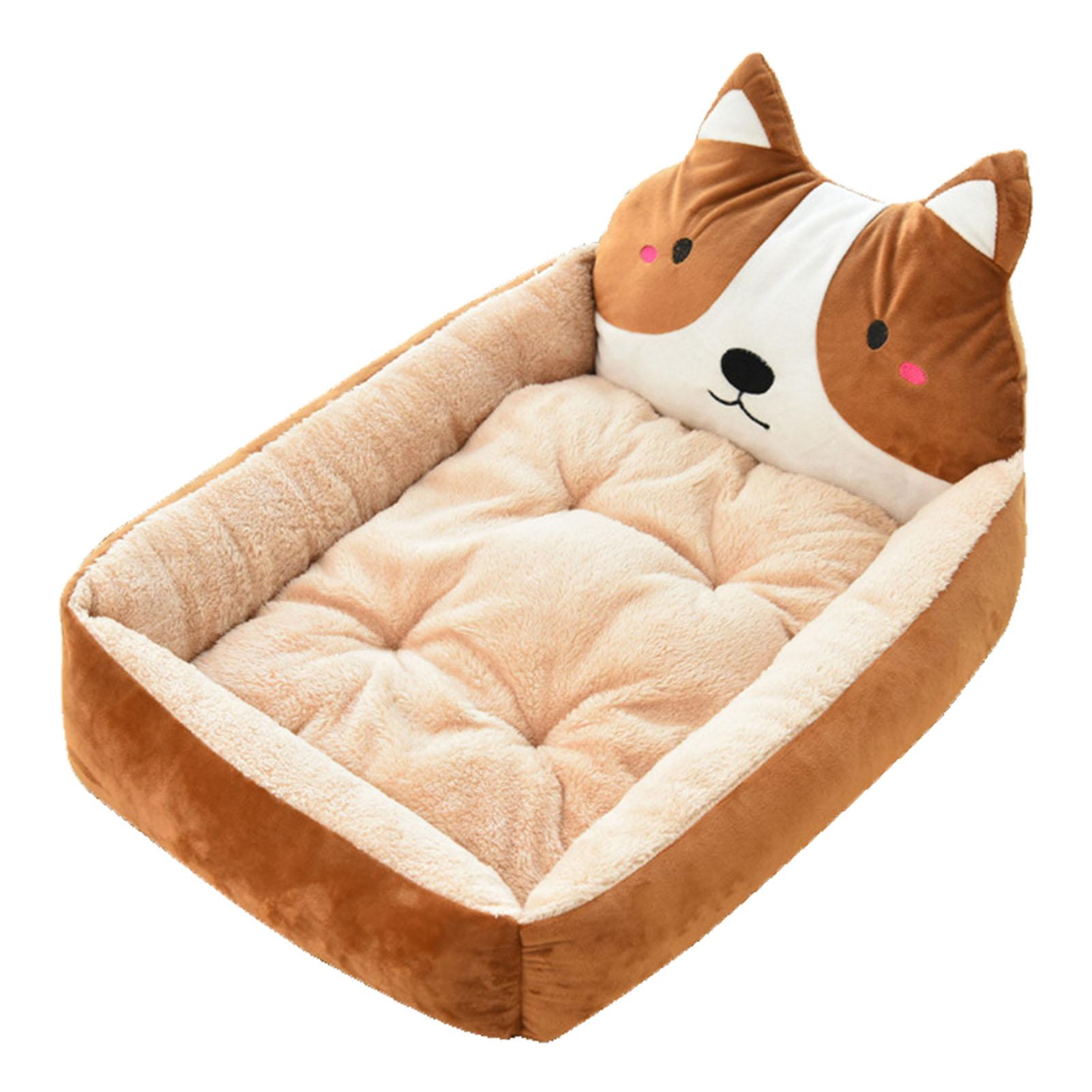 Cartoon Hunde Bett Winter Warm Niedlich Waschbar Alle Jahreszeiten Haustier Zwinger Bett für Hunde Katzen Haustiere Kaffee Approx. 50cm/19.7in (Pets Less Than 2.5kg/5.5lb)