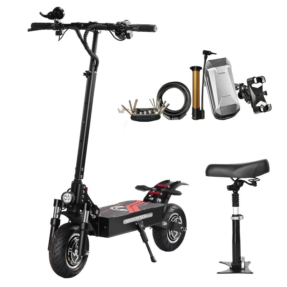 Elektroroller Boyueda Q7Pro mit Korb 2×1600W Motor Hochleistungs-E-Scooter 52V 16Ah Akku, 10-Zoll-Reifen Offroad Faltbarer Elektroroller E-Scooter & Free Gift schwarz