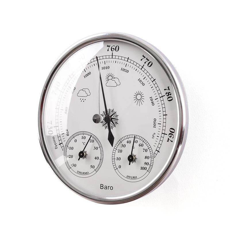 Präzisions-Wetterstation, 3-in-1-Barometer für den Innen- und Außenbereich, digitales Hygrometer, Barometer für Außentemperatur, Barometer mit Hygrometer 128mm silber