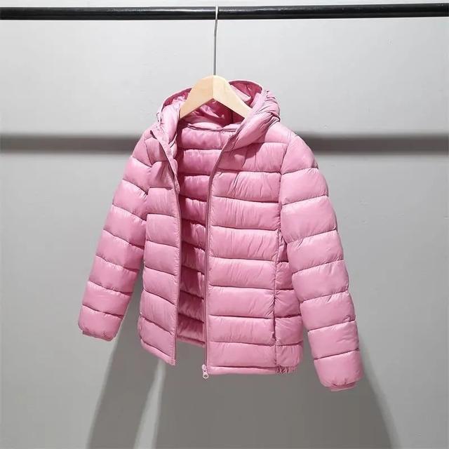 Kinder 2–12 Jahre alt, Daunen-Baumwolljacke, Kleidung für Jungen und Mädchen, mit Baumwolle gepolsterte Kleidung für Kinder, warme Daunenmäntel 3-4 rosa