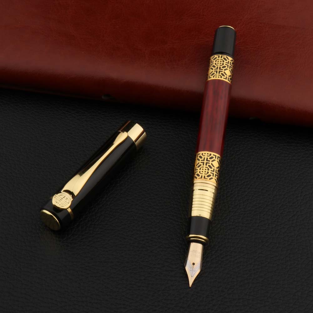 Hohe Qualität 530 Golden Carving Mahagoni Luxus Business School Student Bürobedarf Füllfederhalter Neue Tintenstift 1pcs pen schwarz