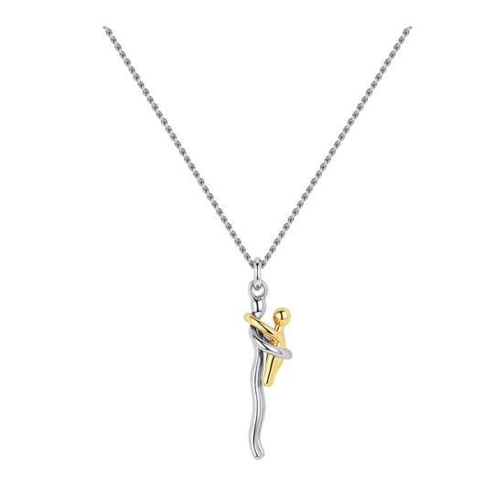 Yousheng Familienumarmung Anhänger Halskette Verstellbare Kettenlänge Zweifarbig Silber Gold Emotionales Design Halskette Mutter Kind Schmuck gray