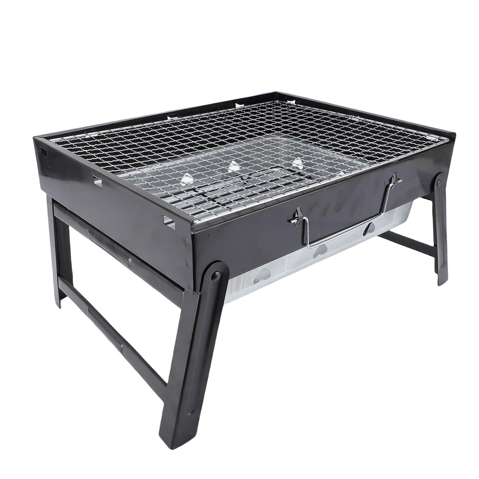 Tragbarer Holzkohlegrill Eisen Klappbarer Tischgrill BBQ-Werkzeug für Kochen im Freien Hinterhof
